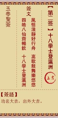 玉帝灵签 第2签:十八学士登瀛洲 上吉