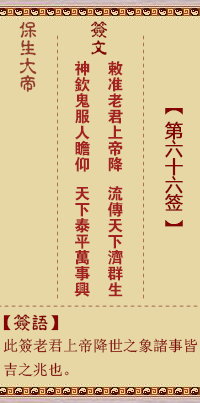 保生大帝灵签 第66签:敕、【用六卦】